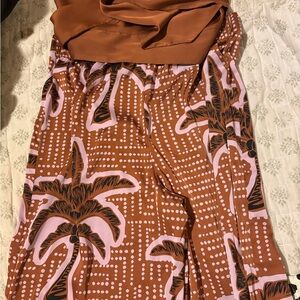 Tropical Print Pants with Palm Tree Design